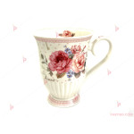 Чаша за чай в подаръчна кутия - бяла с цветя | PARTIBG.COM