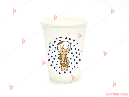 Чашки едноцветни в бяло с декор Бам Бам - Семейство Флинстоун / The Flinstones