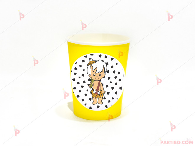 Чашки едноцветни в жълто с декор Бам Бам - Семейство Флинстоун / The Flinstones | PARTIBG.COM