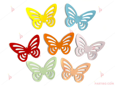 Картонен елемент за декорация под формата на пеперуда - комплект от 100 броя