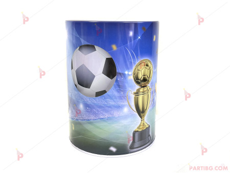 Касичка метална с футболен декор 21см