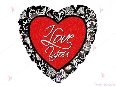 Фолиев балон сърце с надпис "I LOVE YOU" 4