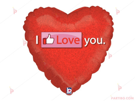 Фолиев балон сърце с надпис "I LOVE YOU" 5