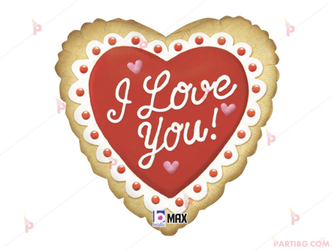 Фолиев балон във формата на сърце с надпис "I LOVE YOU" 2 | PARTIBG.COM
