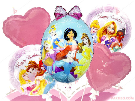 Фолиеви балони комплект от 5 бр. - Принцеси /Princess