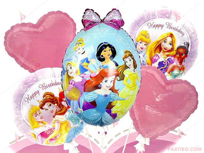 Фолиеви балони комплект от 5 бр. - Принцеси /Princess | PARTIBG.COM