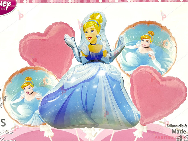 Фолиеви балони комплект от 5 бр. - Пепеляшка / Cinderella