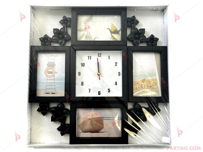 Часовник с рамки за снимки в черно | PARTIBG.COM