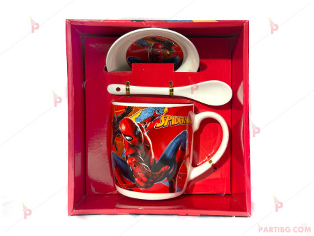 Детска чаша с лъжичка - декор Спайдърмен в кутия