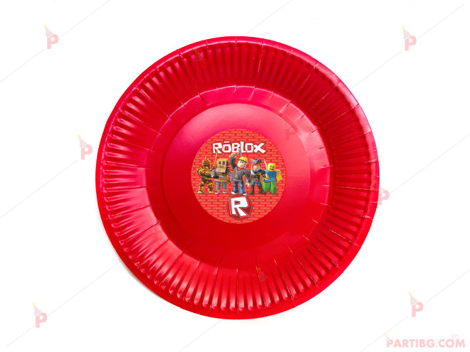 Чинийки едноцветни в червено с декор Роблокс / Roblox | PARTIBG.COM