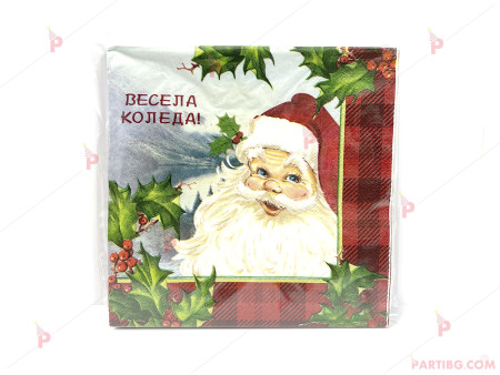 Коледни салфетки к-т 12бр. с декор Дядо Коледа