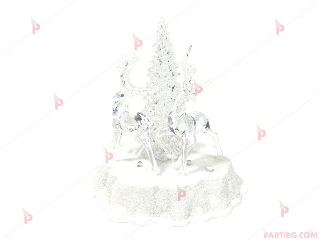 Коледна декорация - светеща фигура елени с елха | PARTIBG.COM