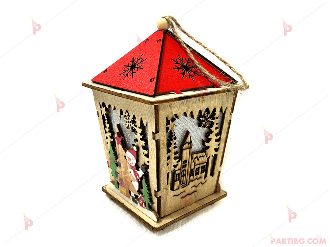 Коледна декорация - дървена къщичка светеща | PARTIBG.COM