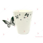 Чаша за чай (порцелан) - бяла с пеперудки | PARTIBG.COM