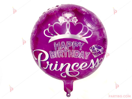 Фолиев балон кръгъл с корона и надпис "Princess"