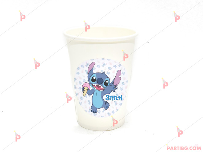Чашка едноцветна в бяло с декор Стич / Stitch | PARTIBG.COM