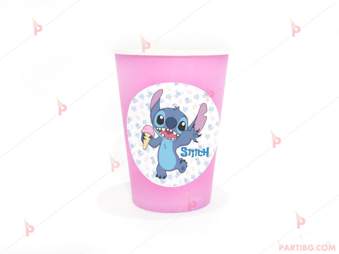 Чашка едноцветна в розово с декор Стич / Stitch | PARTIBG.COM