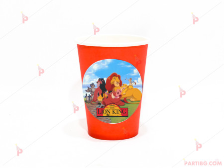 Чашка едноцветна в червено с декор Цар Лъв / The Lion King