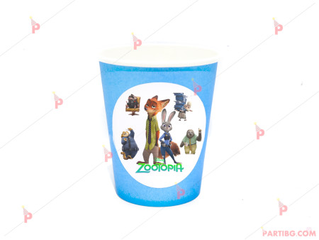 Чашка едноцветна в синьо с декор Зоотрополис / Zootopia