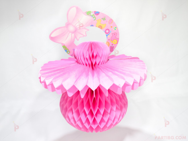 Хартиена украса във формата на биберон - розово | PARTIBG.COM