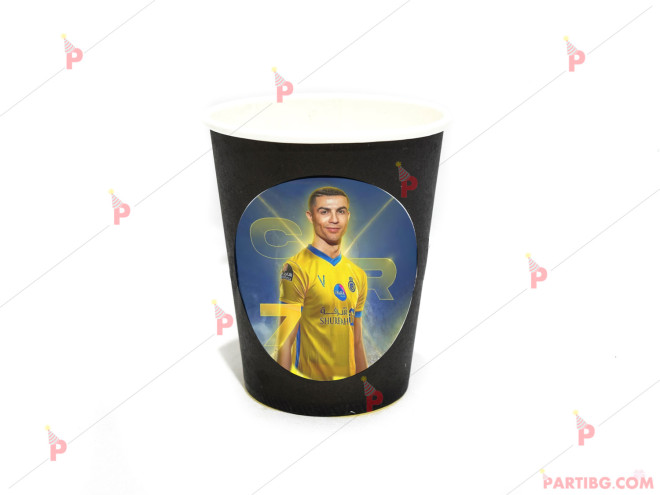 Чашка едноцветна в черно с декор Роналдо / Ronaldo