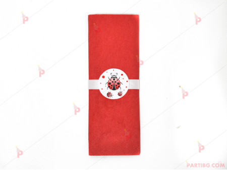 Салфетка едноцветна в червено и тематичен декор с Калинки