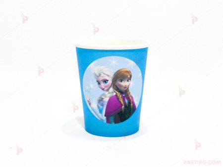 Чашки едноцветни в синьо с декор Елза и Ана / Леденото кралство (Frozen)