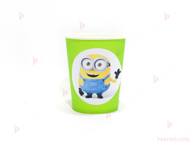 Чашки едноцветни в зелено с декор Миньони / Minions | PARTIBG.COM
