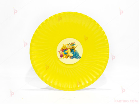 Чинийки едноцветни в жълто с декор Мечо Пух / Winnie-the-Pooh