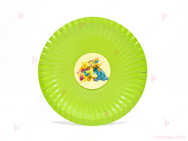 Чинийки едноцветни в зелено с декор Мечо Пух / Winnie-the-Pooh | PARTIBG.COM