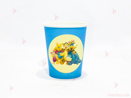 Чашки едноцветни в синьо с декор Мечо Пух / Winnie-the-Pooh
