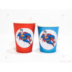 Чашки едноцветни в синьо с декор Супермен | PARTIBG.COM