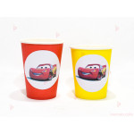 Чашки едноцветни в червено с декор Колите / Cars | PARTIBG.COM