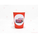 Чашки едноцветни в червено с декор Колите / Cars | PARTIBG.COM