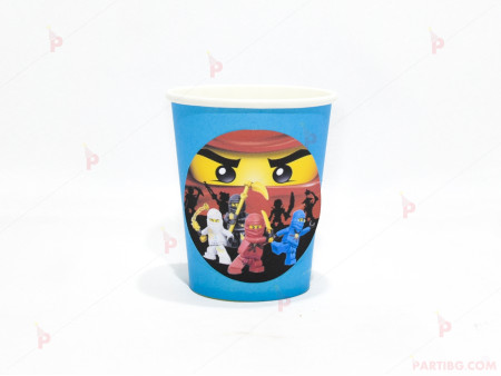 Чашки едноцветни в синьо с декор Нинджаго / Ninjago