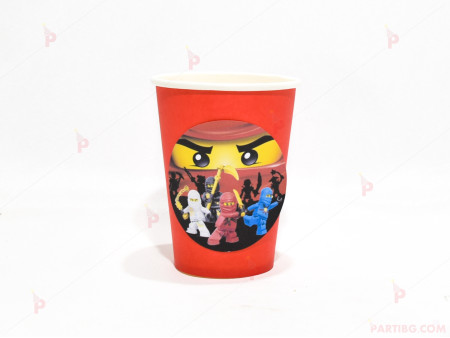 Чашки едноцветни в червено с декор Нинджаго / Ninjago
