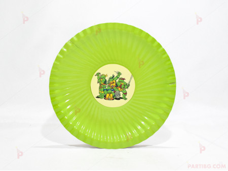 Чинийки едноцветни в зелено с декор Костенурките нинджа / Turtles