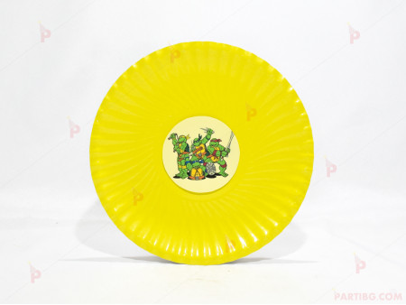 Чинийки едноцветни в жълто с декор Костенурките нинджа / Turtles