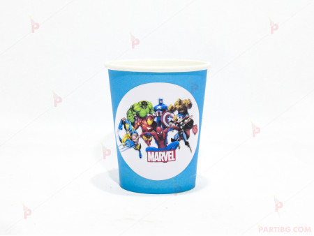 Чашки едноцветни в синьо с декор Отмъстителите / Avengers