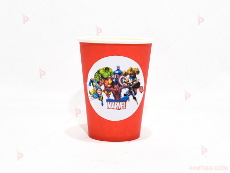 Чашки едноцветни в червено с декор Отмъстителите / Avengers