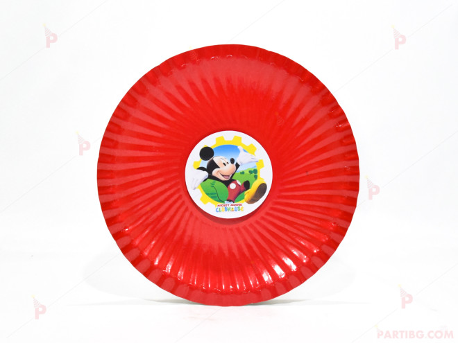 Чинийки едноцветни в червено с декор Мики Маус / Mickey Mousee | PARTIBG.COM