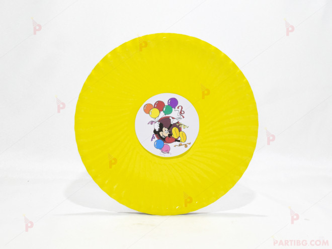 Чинийки едноцветни в жълто с декор Мики Маус / Mickey Mousee 2 | PARTIBG.COM