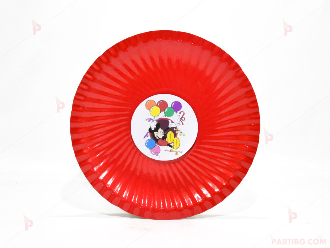 Чинийки едноцветни в червено с декор Мики Маус / Mickey Mousee 2 | PARTIBG.COM