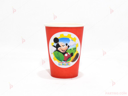 Чашки едноцветни в червено с декор Мики Маус / Mickey Mousee