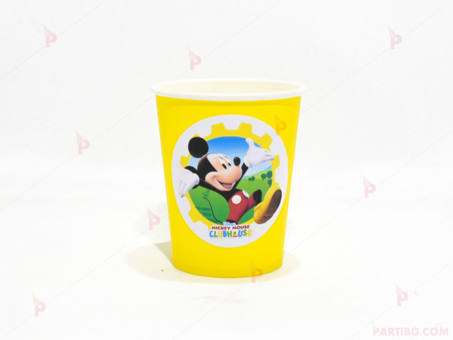 Чашки едноцветни в жълто с декор Мики Маус / Mickey Mousee | PARTIBG.COM