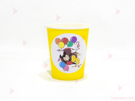 Чашки едноцветни в жълто с декор Мики Маус / Mickey Mousee 2