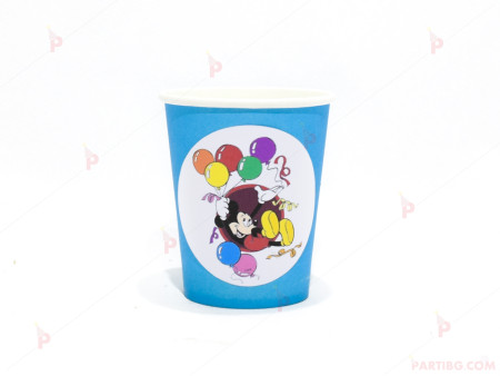 Чашки едноцветни в синьо с декор Мики Маус / Mickey Mousee 2