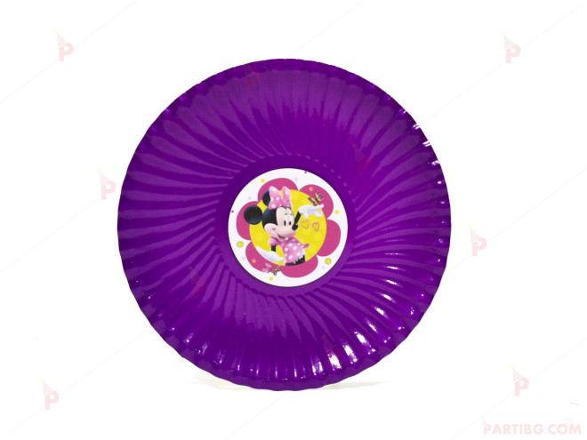 Чинийки едноцветни в лилаво с декор Мини Маус / Minnie Mousee | PARTIBG.COM