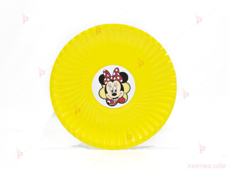 Чинийки едноцветни в жълто с декор Мини Маус / Minnie Mousee