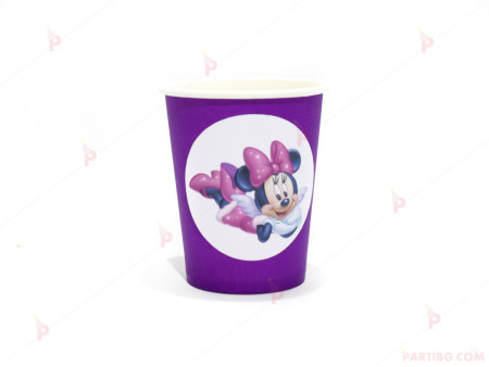 Чашки едноцветни в лилаво с декор Мини Маус / Minnie Mousee 2